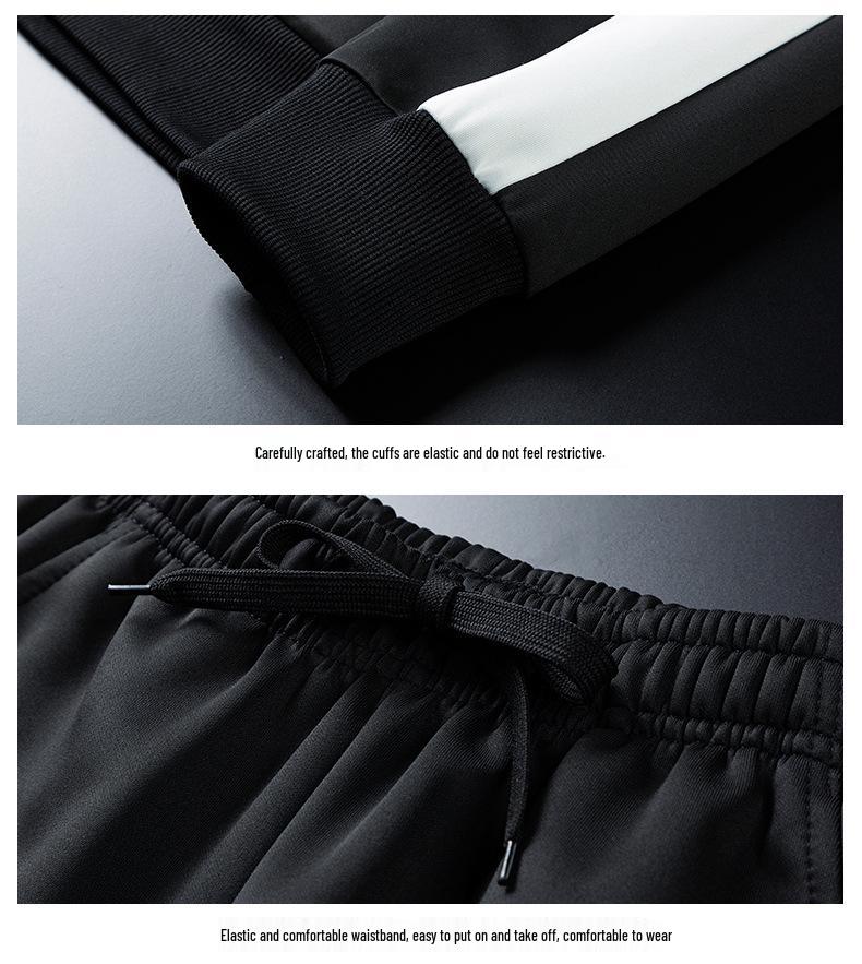 Spring & Autumn Men's Casual Sports Cardigan Jacket & Pants Set - Middle-Aged Workwear or School Uniform