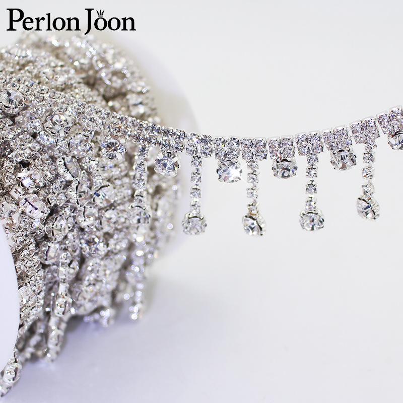 Rhinestone Tassel Chain: Various Styles, Starting at 1 Yard – Crystal Chains with Water Drop Pendants and Hanging Tassels.