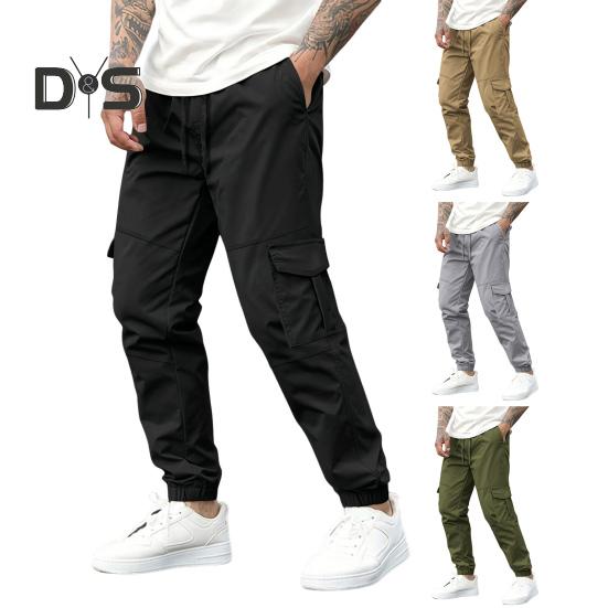 Uformelle joggebukser for menn Treningsbukser med snøring med lommer Utendørs joggebukser for sommerløping og fotturer