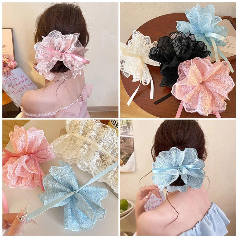 Multi-Layer Hair Bands Lace Trim Ponytail Holder Sweet Hair Ties  Girls