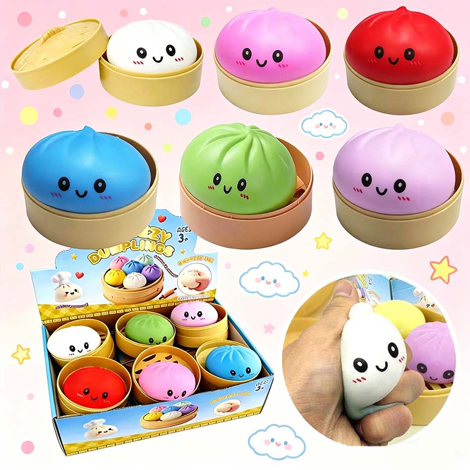 6 Colors Simulated Dumpling Squishy Relaxing  Antistress Enhance Happiness Reusable Rebound Squeeze Reliever Toy