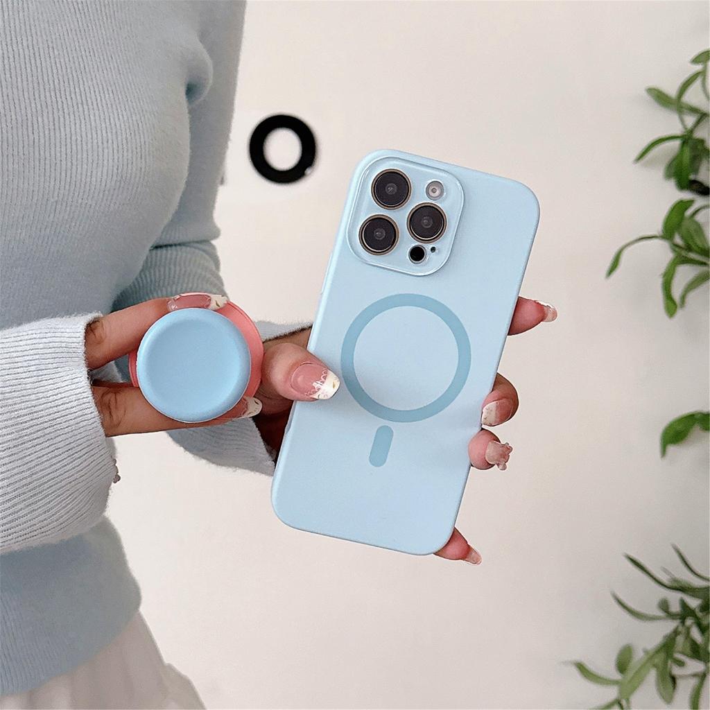 Cute Folding Bracket Kickstand Candy Color Summer Phone Case for iPhone 12 13 14 15 16 Pro Max Wireless Charging Magnetic Cover