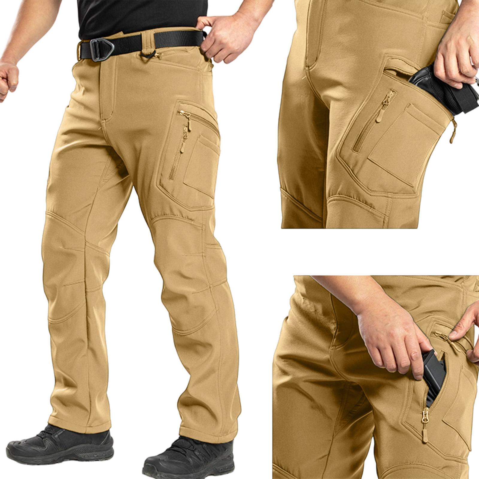 

Men s Fleece-Lined Tear-Resistant Cargo Pants | Multi-Pocket Water-proof Breathable For Hiking, Camping & Fishing ,No Belt Included, XXL хакі