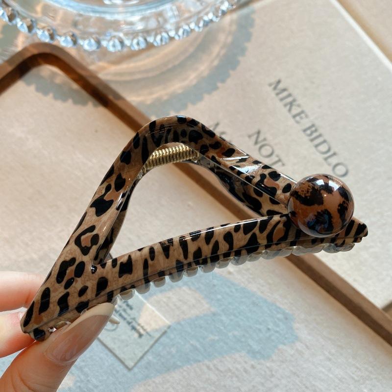 Western and European Style Sexy Leopard Print Claw Clips, Brown Series Hair Clips, Star-Shaped Shark Clips