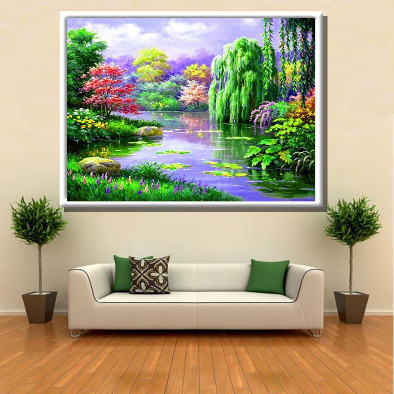 HUACAN 5D DIY Diamantová malba Krásná scenérie 5D DIY FULL Diamantová malba Řemesla Pokoj Home Decor
