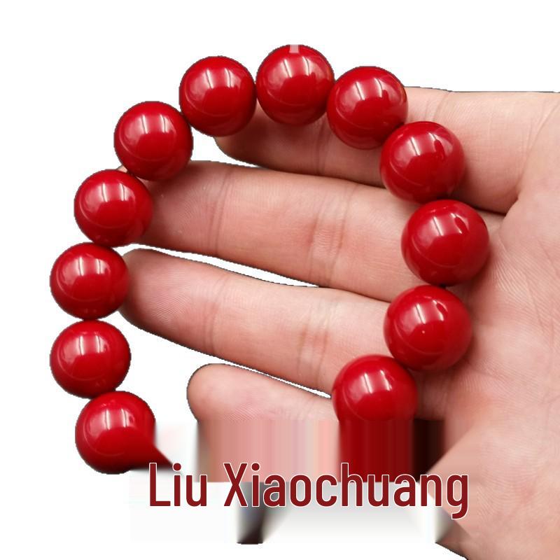 Imitation Red Beeswax Round Bead Bracelet (20mm Chicken Blood Red)