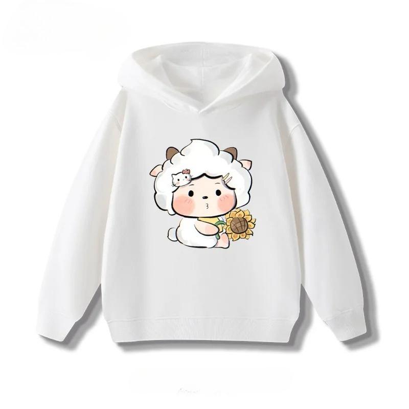 

Lazy Sheep co-branded cartoon children s hoodie, a new warm autumn and winter top, a comfortable and versatile hoodie 100