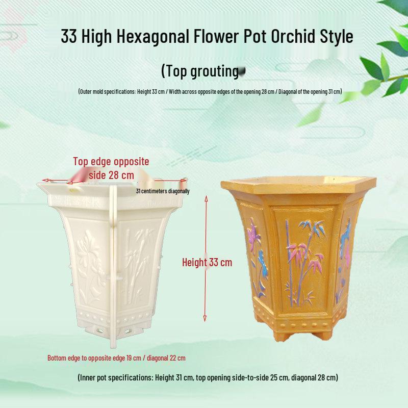 High-Leg Cement Flower Pot Mold - Six-Sided, Thick Plastic for Balcony Bonsai