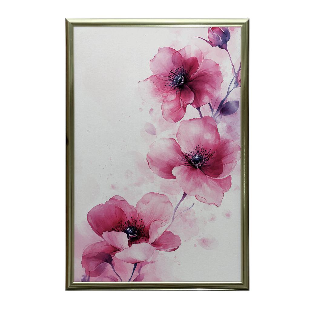 Różowe Kwiaty Na Białym Tle Różowe Kwiaty Na Białym Tle, 70X100 Cm, Bez Ramy, Płótno Premium Na Blejtramie