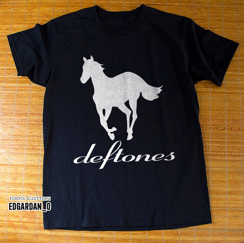 Deftones Koszulka Białe Logo Pony Zespół Rockowy Czarna Unisex T-shirt Rozmiar S-5XL