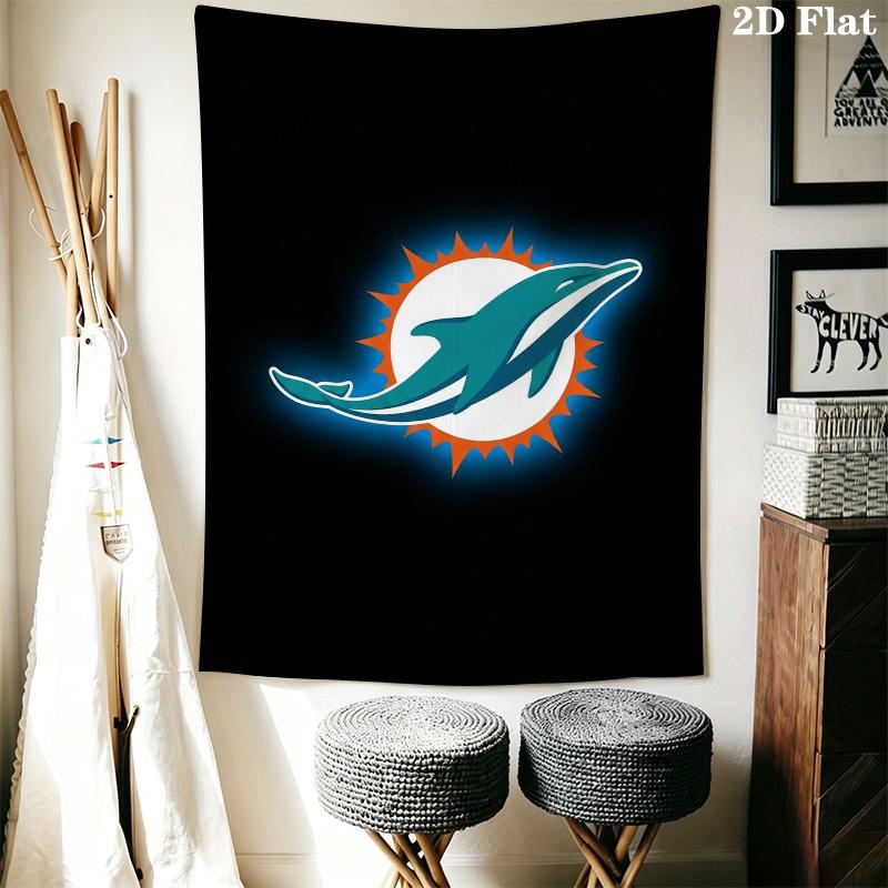 Miami Dolphins Wandteppich Ästhetisches Wandbehang Gedruckter Stoffdecke Dekorative Wandteppiche für Schlafzimmer Wohnzimmer Heimdekoration