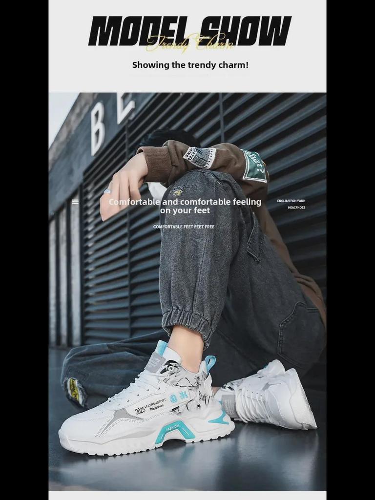 Herren Weiße Herbst High-Top Mode Sneaker – Trendige Lässige Laufschuhe