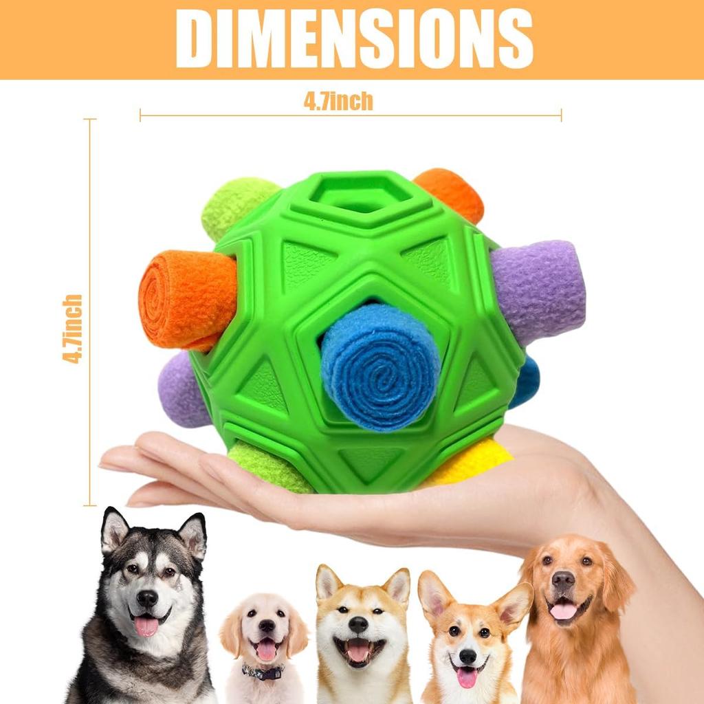 Dog Snuffle Ball-Interactive Puzzle Dog Toys Encourage Natural Foraging Skills Slow Feeder for Training and Stress Relief, Cloth Strip Hiding Food
