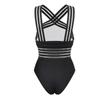 Korean Style Sheer Back Cross Off-Shoulder Slimming One-Piece Swimsuit for Women