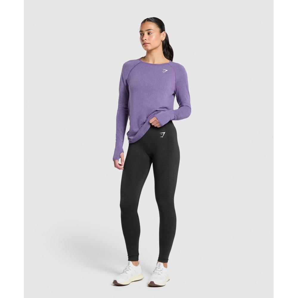 Gymshark Vital Seamless 2.0 Light Long Sleeve Top Functional Purple Marl B4a8c Pb8h