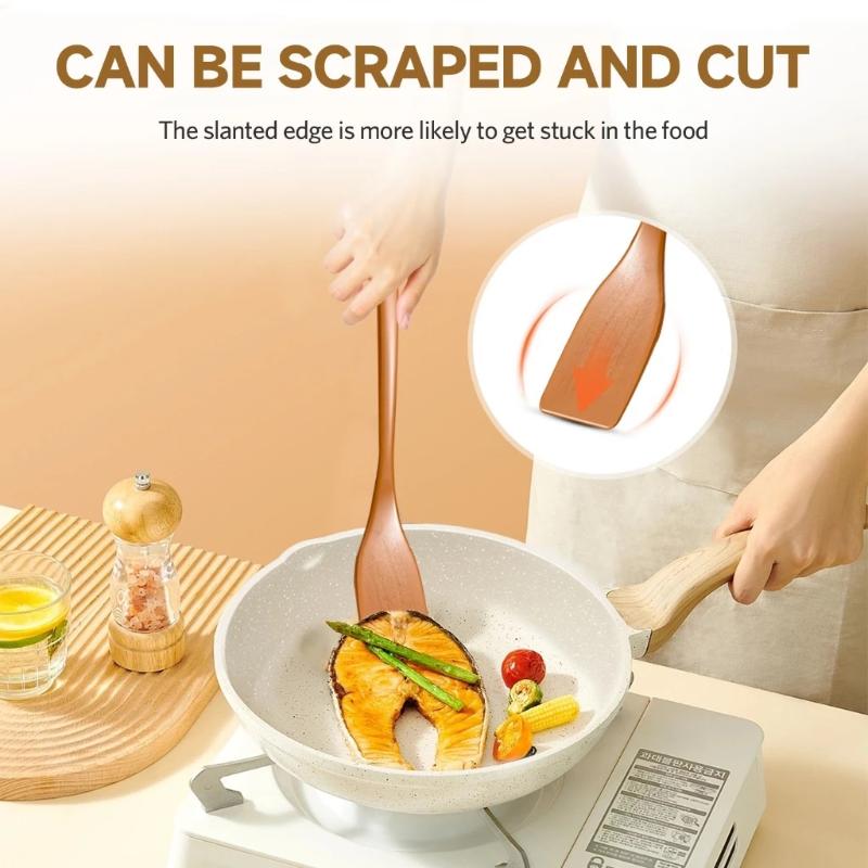 Kitchen Utensils No Stick Wooden Spatula Premium High Heat Wooden Turner Sturdy Versatile Frying Spatula Fried Food