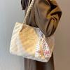 Spring new large-capacity bag women's casual versatile canvas shoulder bag advanced texture class commuter tote bag