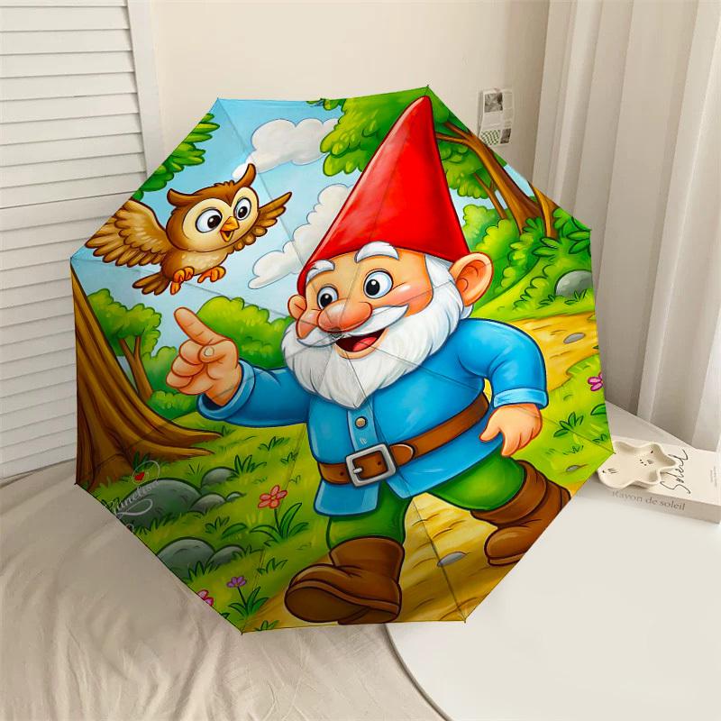 

1PC Gnome Owl Umbrella-8-Rib Reinforced, Automatic Open, Lightweight & Durable, Fashion Accessory for Outdoor-L0356