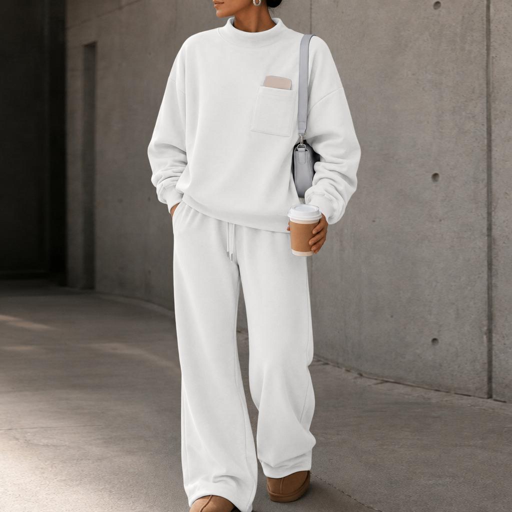 Women's Stylish Casual Long Sleeve Color 2 Piece Sweatsuit Set for Everyday Wear