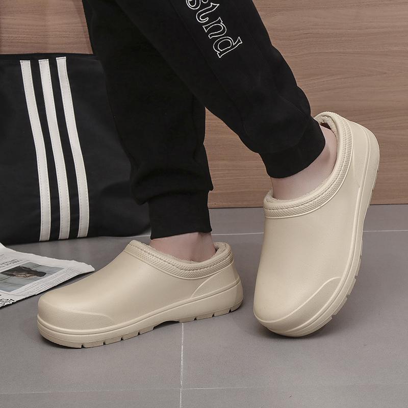 Men's Chef Shoes Waterproof Oilproof Kitchen Shoes Non-slip Garden Clogs Man Winter Warm Work Shoe EVA Sandal Casual Shoes