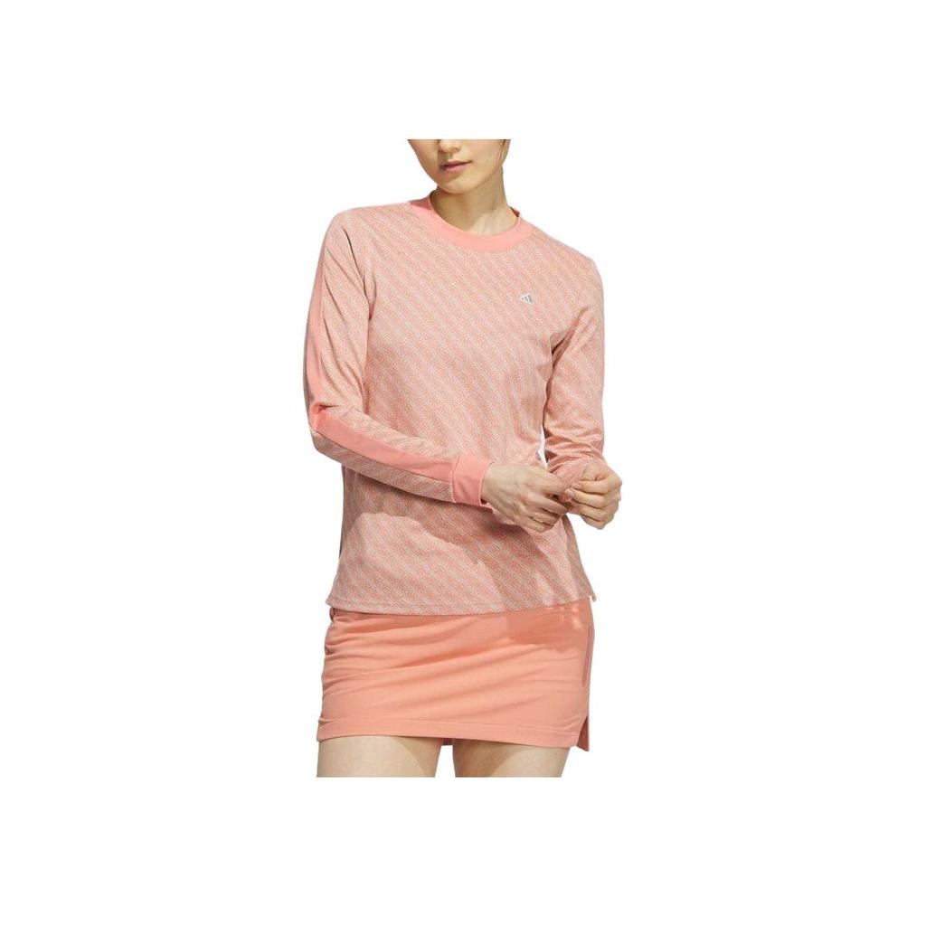 adidas Fitted Long Sleeve Crew Neck T-Shirt Women Tops Clay HY0900