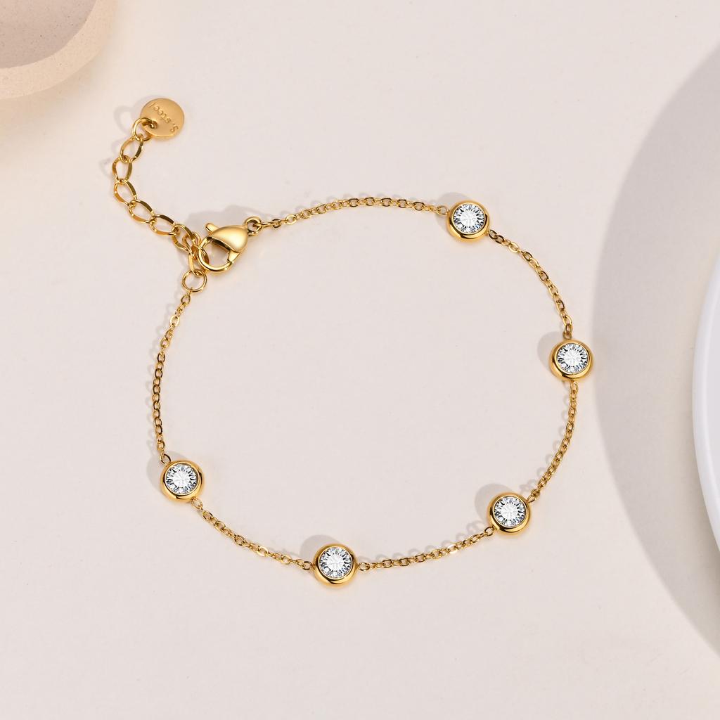 Chic Geometric Zircon Bracelet for Women Stainless Steel Cross Zircon Bracelets Gold Plated Fashion Charm Jewelry Christmas Gift