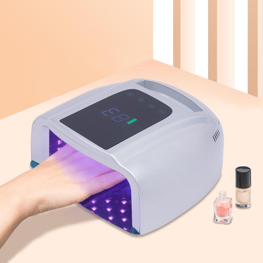 Rechargeable 96W UV LED Nail Lamp, Portable Nail Dryer, 4 Timer Settings, Auto Smart Sensor, Home Salon Manicure & Pedicure Tool