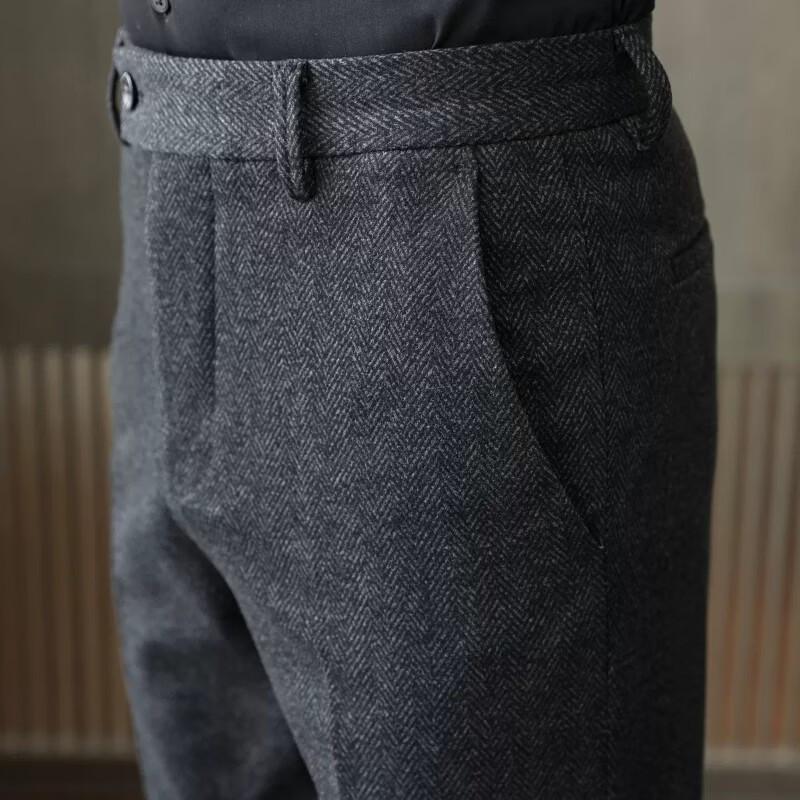 Pierre Cardin Men's Wool-Blend Business Casual Slim-Fit Trousers