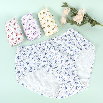 Fettverstärkende Unterwäsche aus Baumwolle mit Blumenmuster für Damen mit hoher Taille und lockerer Passform, bedrucktes Damenunterwäschehöschen