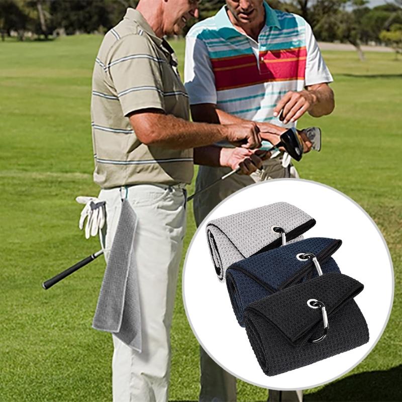 Golfs Club Wiping Cloth Golfs Towel with Buckle Hook Resistance Clip Golfs Head Cleanings Cloth Microfibers Wipe Cleaner