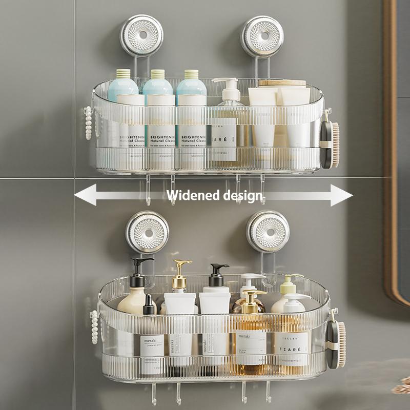 1PC Suction Cup Washbasin Storage Rack Self-Adhesive Bathroom Organizer No Drilling Required Punch-Free Installation