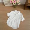 White Shirt Front Shoulder Middle Sleeve Women's Summer Casual Temperament Old Money Style Shirt French Petty Top