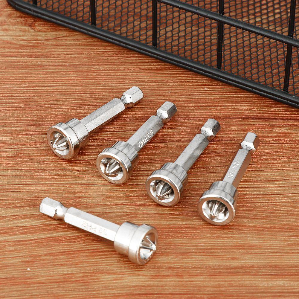 5Pcs/Set Durable Batch Head Woodworking Magnetic Positioning Screwdriver Positioning Bits Screw Nutdrivers 25mm/50mm