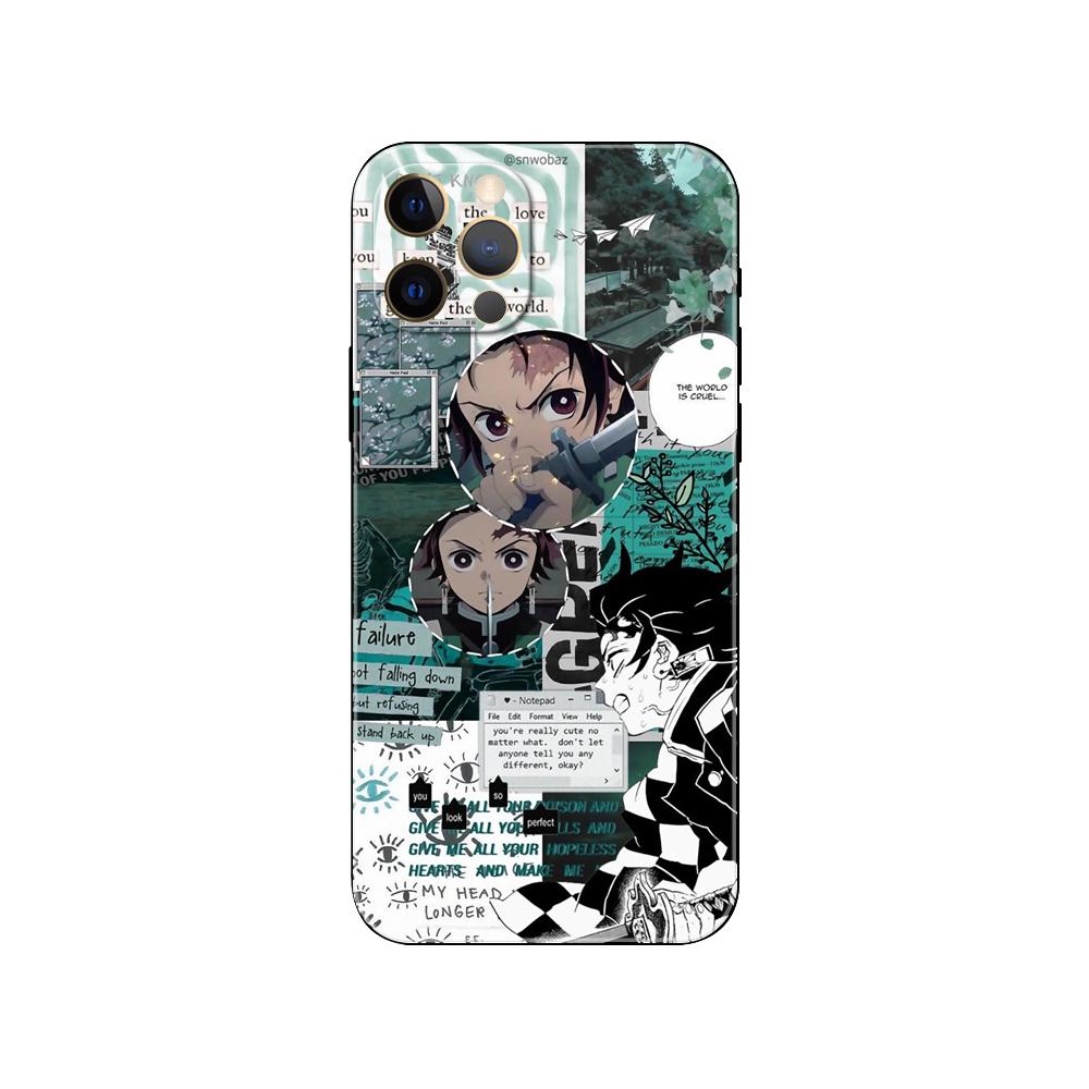 Kimetsu No Yaiba Demon Slayer Anime Phone Case for Iphone 2020se 6 6s 7 8 Plus X 10 XR XS 11 12 13 Mini Pro MAX Black Tpu Back