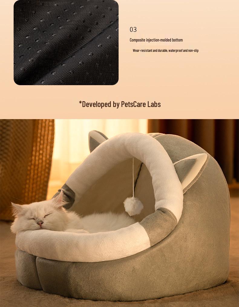 All-Season Semi-Enclosed Cat Sofa Bed – Warm Winter Nest for Kittens & Cats