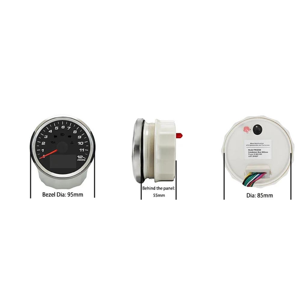 85mm GPS Speedometer 0-299km/h MPH with 0-12000RPM Tachometer High Beam Turn Light Oil Pressure for Motorcycle Car 12V 24V