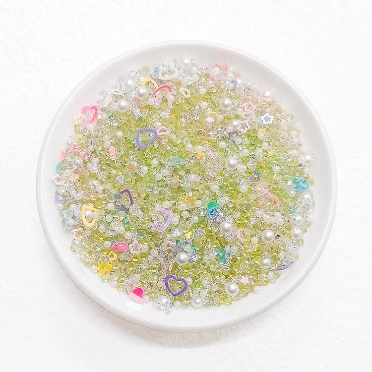 

50g/bag Mixed Resin Sparkling Holeless Beads 2mm-7mm Rhinestones Iridescent Pearlized Cream Imitation Bubble Craft Accessories 50gg светло-зеленый