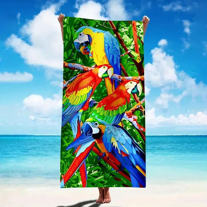 Exotischer Blumendruck Weiches Mikrofaser-Badetuch Groß Wasserabsorbierend Für Strand und Surfen