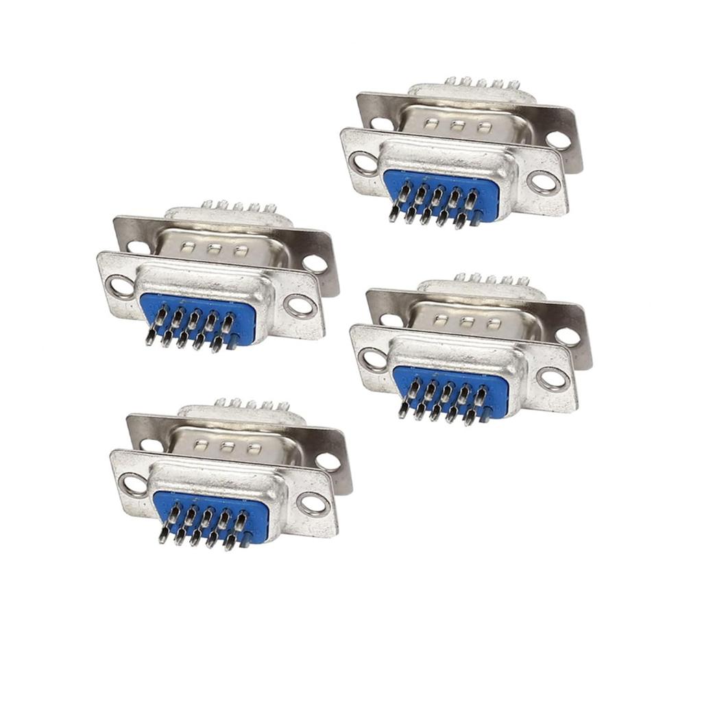 DB15 15-Pin 3-Row Male To Female Connector VGA Cable Adapter 4sets Auto Accessories