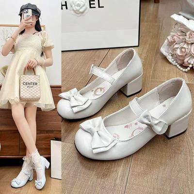 Elegant Daughter Single Shoes Bow Shoes Cute Summer and Autumn New Girl Lolita Round Head Mary Leather Shoes
