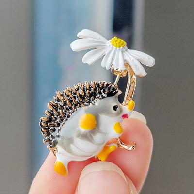 Funny Flower Hedgehog Brooches Women Animal Pet Party Office Causal Brooch Pins Gifts