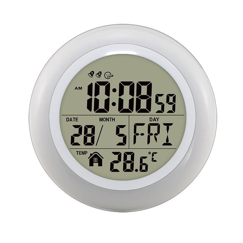 

7-inch Luxury Dual Alarm Clock with LCD Display & Perpetual Calendar, Wall-Mountable & Multi-Function