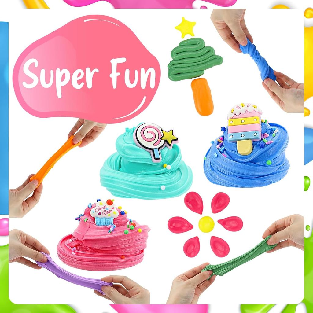 15 Pack Scented Fluffy Butter Slime Kit for Girls Ages 8-12, Ice Cream Slime Kit, Cute DIY Slime Set Toys for Toddler Kids Girls 4-6, Cake Butter