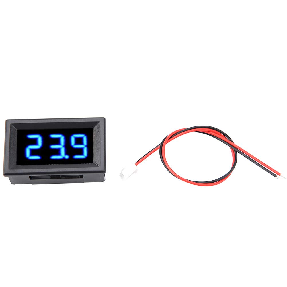Voltage Meter, Voltmeter 0.56inch Two Wire Digital LED Display Voltage Meter for 12V 24V Battery Car (Font Backlight Color Blue)
