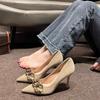 Fashion Shoes Woman Trend Luxury Women's Shoes Genuine Leather Metal Button High Heels Shoes New Popular Pointed Toe Fashion Sexy Party