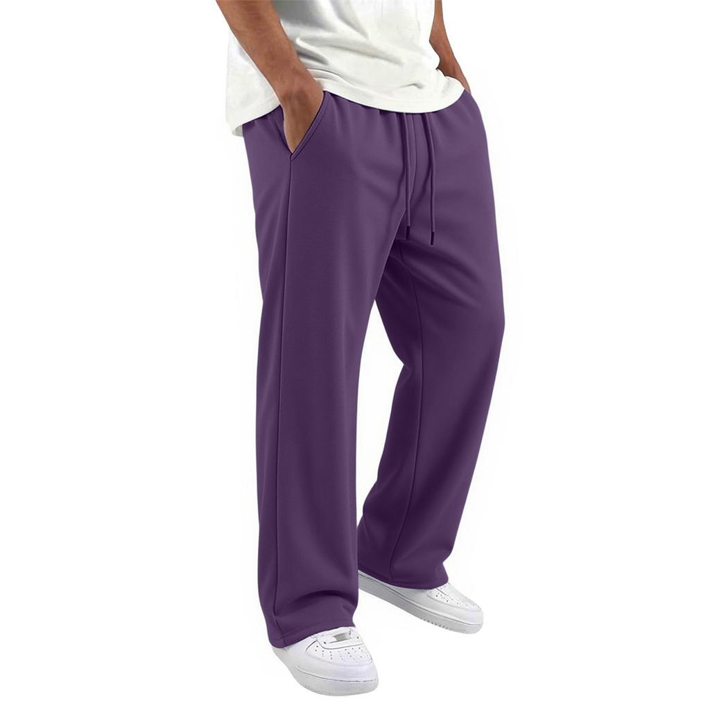 Men's Casual Loose Fit Wide Leg Travel Pants with Pockets Lightweight Straight Leg