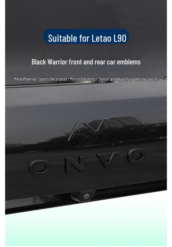 Compatible Black Letter Car Logo Modification for Nio L90 – Hood and Tail Emblem Sticker