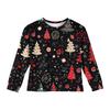Christmas Day Girls' Long Sleeve Blouse - Round Neck Soft Waist Tunic