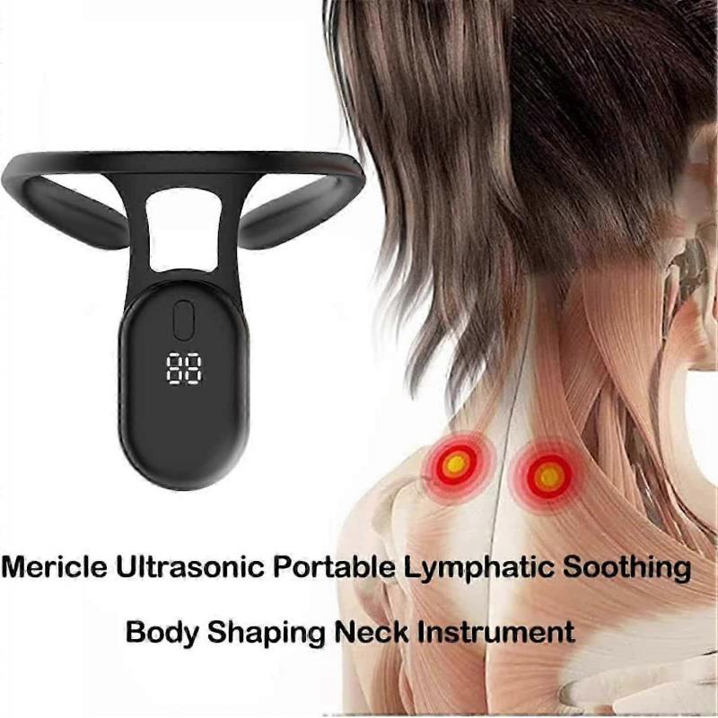 Ultrasonic Portable Lymphatic Soothing Body Shaping Neck Instrument, Hunchback Corrector for Men Women (Black-1 Pcs)