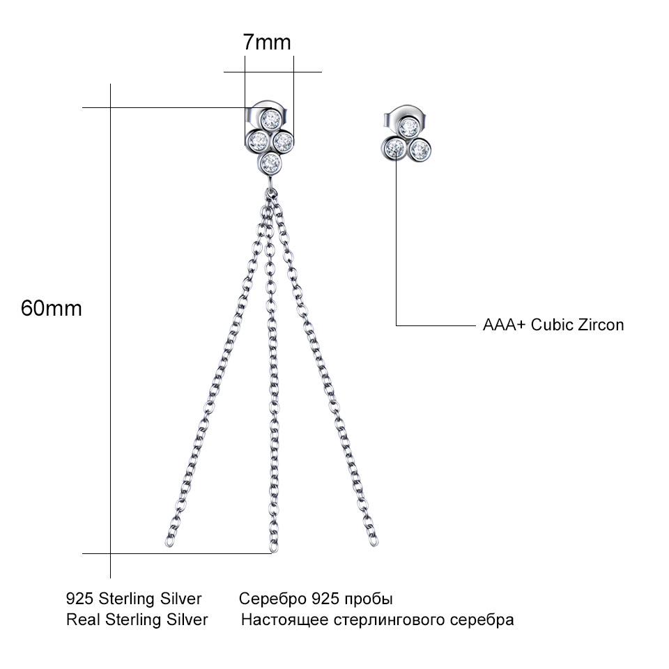 Umcho Echter 925 Sterling Silber Schmuck Asymmetrie Quaste Silber Tropfen Ohrringe für Frauen Besondere Party Geschenke Edlen Schmuck